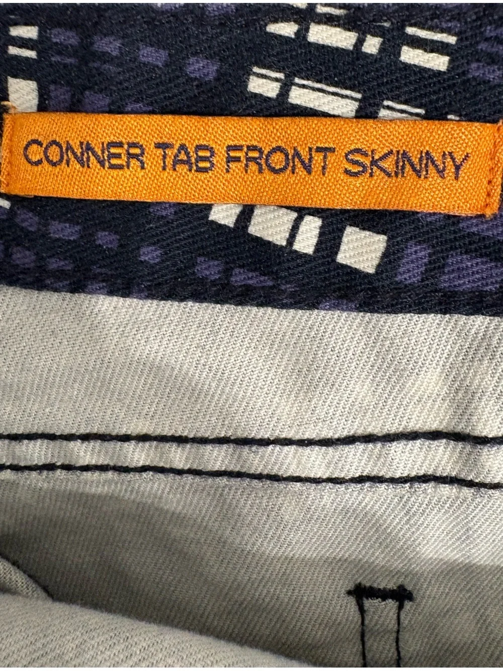 Tory Burch Conner Skinny Pants Women's Size 31 Navy Printed Plaid Stretch Preppy